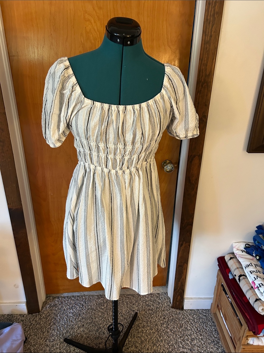Forever 21 Cream Mini Dress with Navy Stripes
